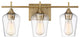 Octave Bathroom Vanity Light, Warm Brass, 3-Light