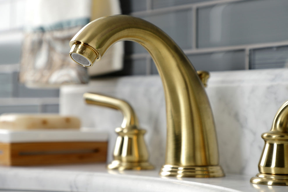 Kingston Brass KB987RXLSB Widespread Bathroom Faucet, Pop-Up Drain