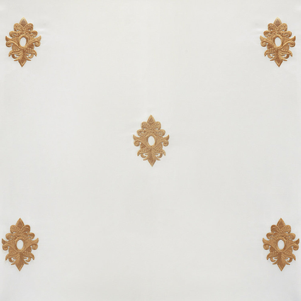 Trophy Gold and White Designer Embroidered Fabric Sample, 4Wx4L