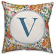 Wildflower Monogram V 18x18 Spun Poly Pillow