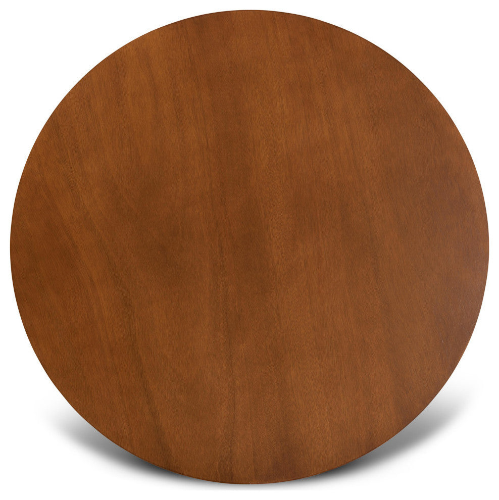 Alisa Walnut Brown 35" Wide Round Wood Dining Table