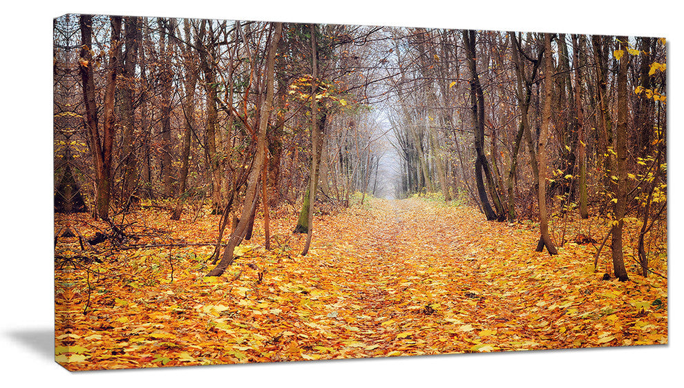 "Yellow Fallen Leaves in Morning" Landscape Photo Wall Art, 32"x16"