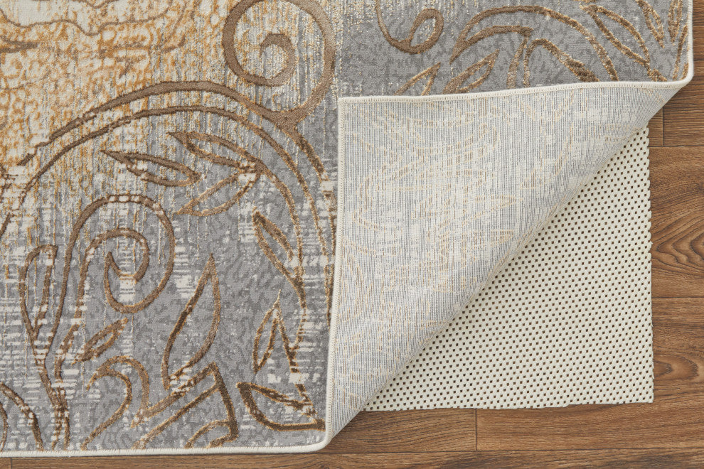 Neoma Traditional Medallion, Silver/Tan/Gray, 9'x12' Area Rug