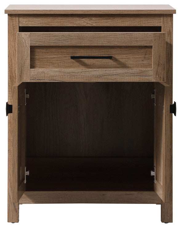24" Wide Bathroom Storage Freestanding Cabinet, Natural Oak