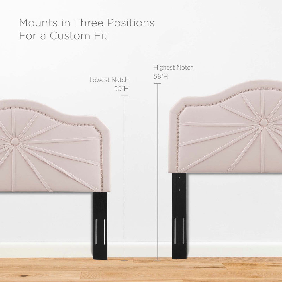 Headboard, Full Queen Size, Velvet, Pink, Modern Contemporary, Bedroom Master