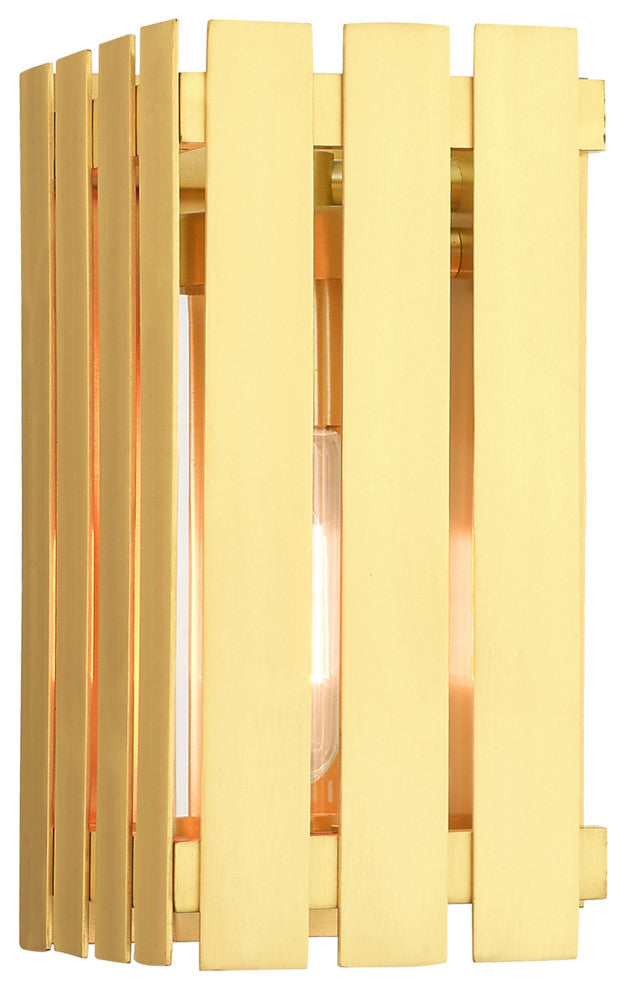 Livex Lighting Greenwich 1 Light Satin Brass Small Outdoor Wall Lantern