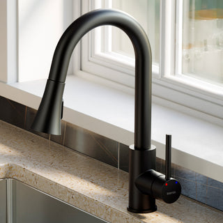 Karran Weybridge Single-Handle Pull-Down Sprayer Kitchen Faucet, Matte Black