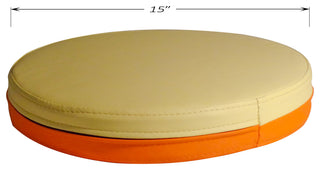 Round Leather Seat Cushion for Stool, Orange/Yellow