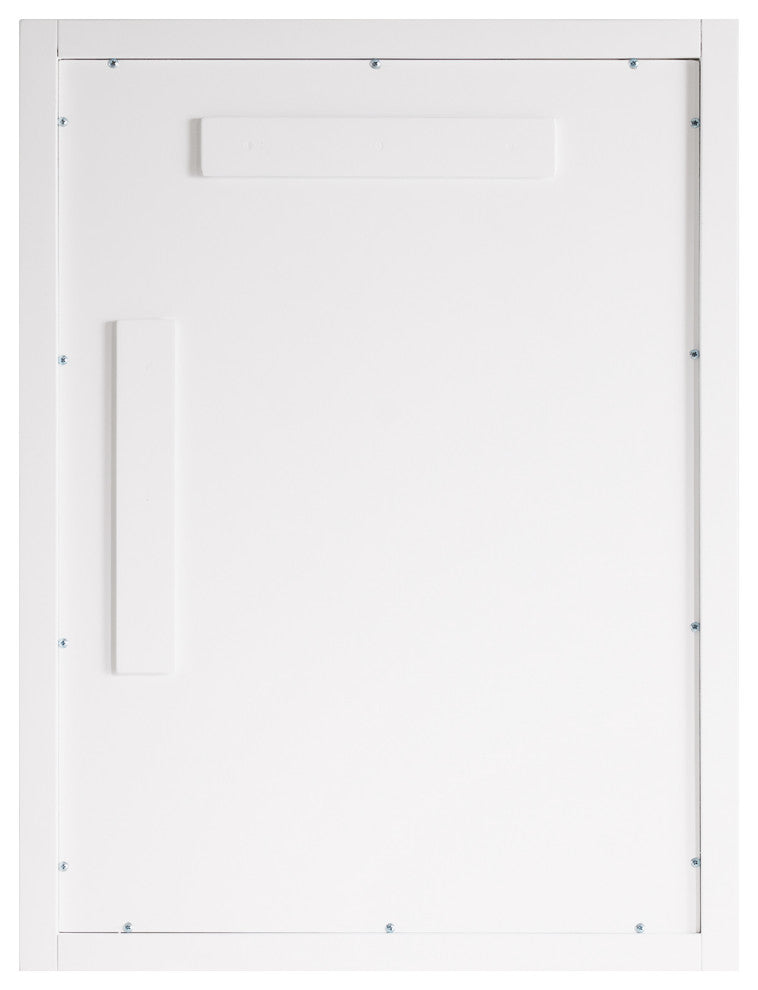 Solid Wood Beleved Edge Rectangular Framed Bathroom Wall Vanity Mirror, White, 24"?x32"