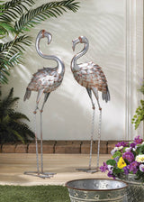 Standing Tall Galvanized Flamingo Statue