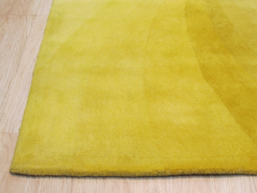 Yellow Contemporary Abstract Swirl Area Rug