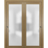 Closet  Glass Bypass Doors 72x96 & Hardware | Planum 2102 Honey Ash