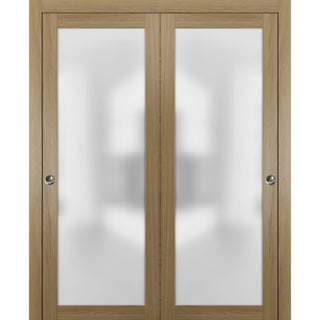 Closet  Glass Bypass Doors 72x96 & Hardware | Planum 2102 Honey Ash