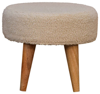 Cream Boucle Petite Footstool
