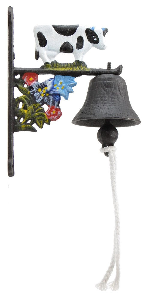 Cast Iron Dinner Bell, Holstein Dairy Cow, Colorful