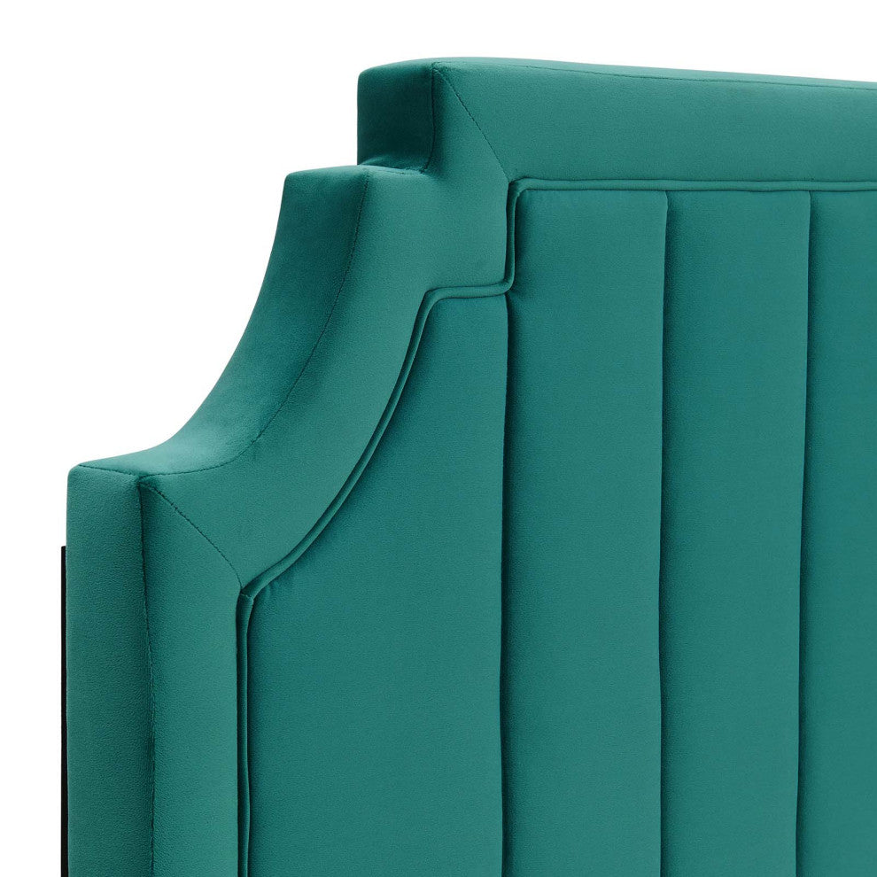 Alyona Channel Tufted Performance Velvet King/California King Headboard-Teal