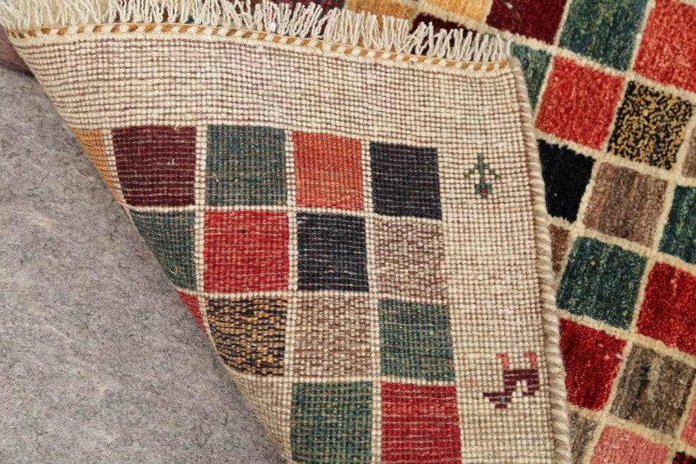 Consigned, Hand-Knotted Traditional Persian Gabbeh Oriental Area Rug, 4'0"X2'10"