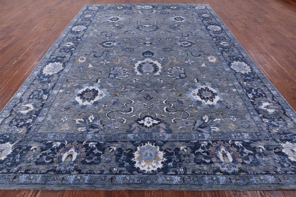 8' 11" X 11' 11" Hand Knotted Persian Wool and Silk Rug Q6956