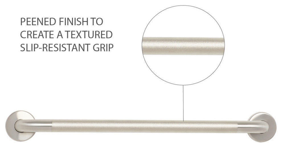 48" Stainless Steel Wall Mount Peened Bathroom Shower Grab Bar with Satin Ends