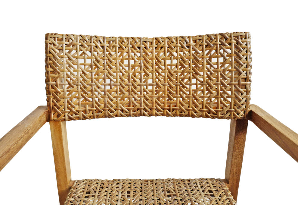 Outdoor Faux Rattan Teak Chair