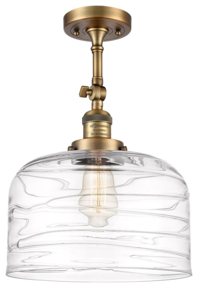 Innovations Bell 1-Light XL Semi-Flush Mount 201F-BB-G713-L, Brushed Brass