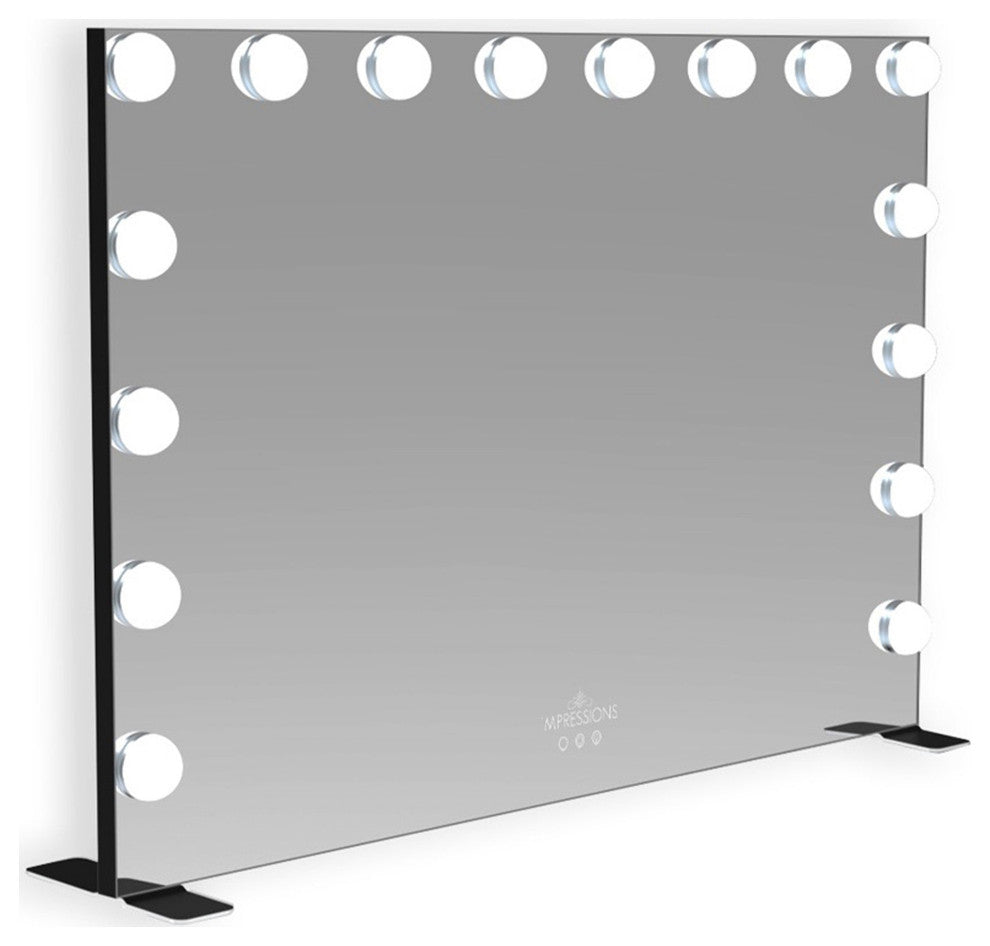 Glamour Tri Tone Wide LED Makeup Mirror with Lights, Black