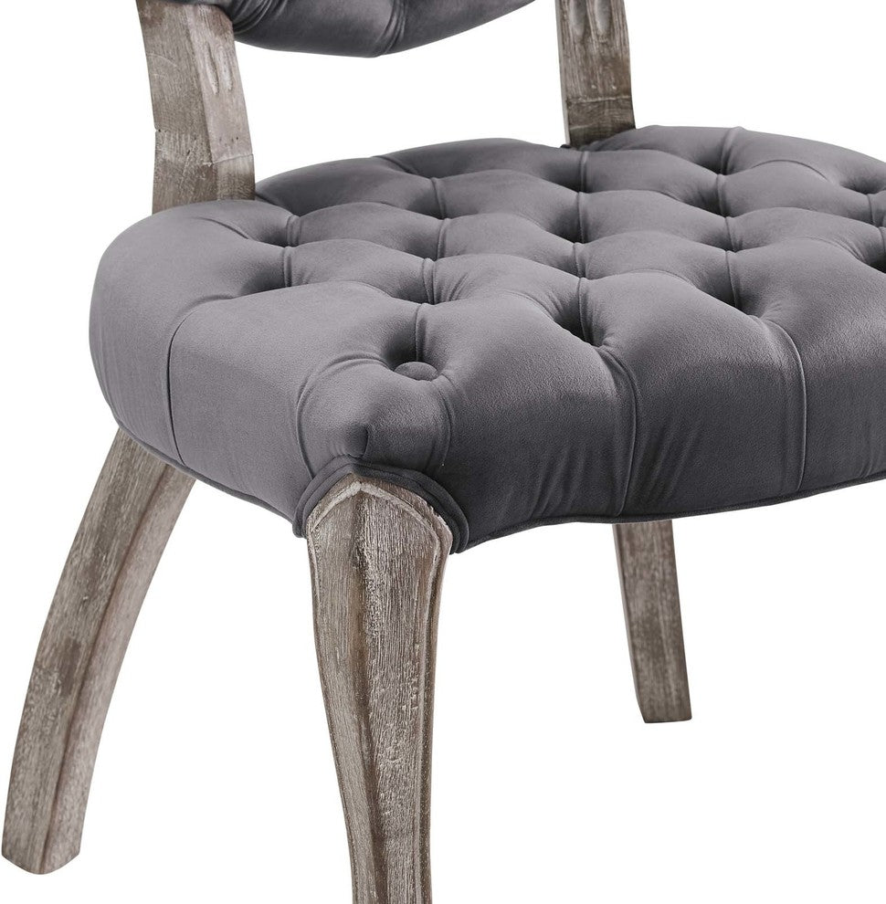 Exhibit French Vintage Dining Performance Velvet Side Chair, Gray