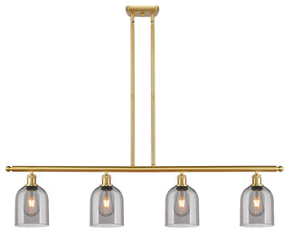 Ballston-Bella 4-Light 48" Stem Island Light, Satin Gold, Light Smoke
