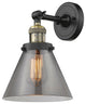 1-Light Large Cone 8" Sconce, Black Antique Brass, Glass: Smoked