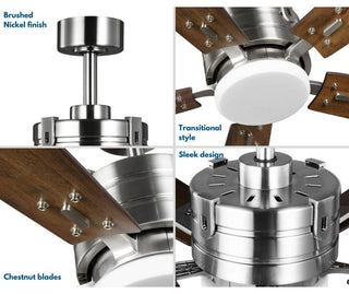 Glenfalls 5-Blade Chestnut 56" AC Motor LED Transitional Ceiling Fan