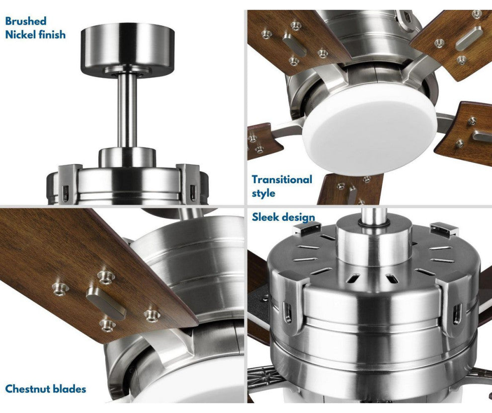 Glenfalls 5-Blade Chestnut 56" AC Motor LED Transitional Ceiling Fan