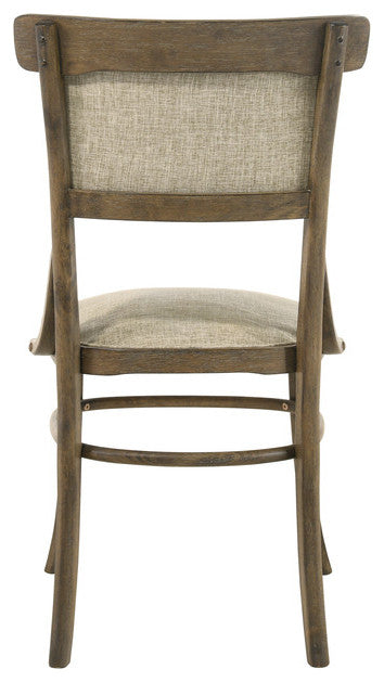 Bistro Vintage Walnut 7-Piece 72" Dining Set With Off White Fabric Dining Chairs