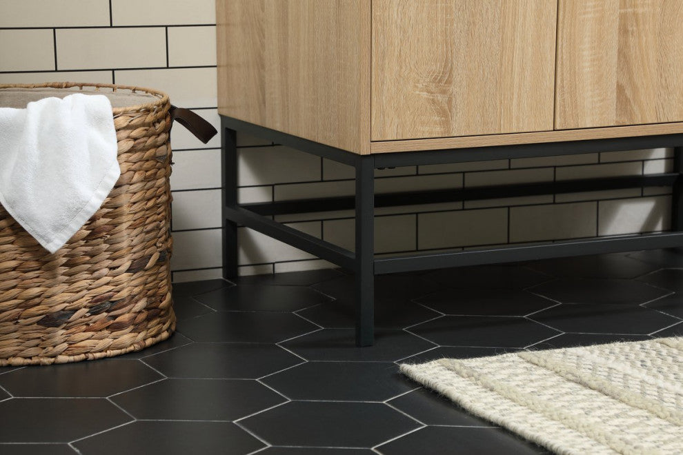 Home Living 22" Modern Mango Wood-Light Bathroom Vanity