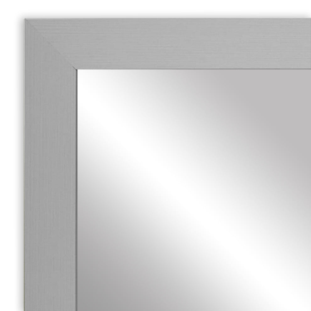 Meade Framed Wall Mirror, Satin Nickel, 28"x36"