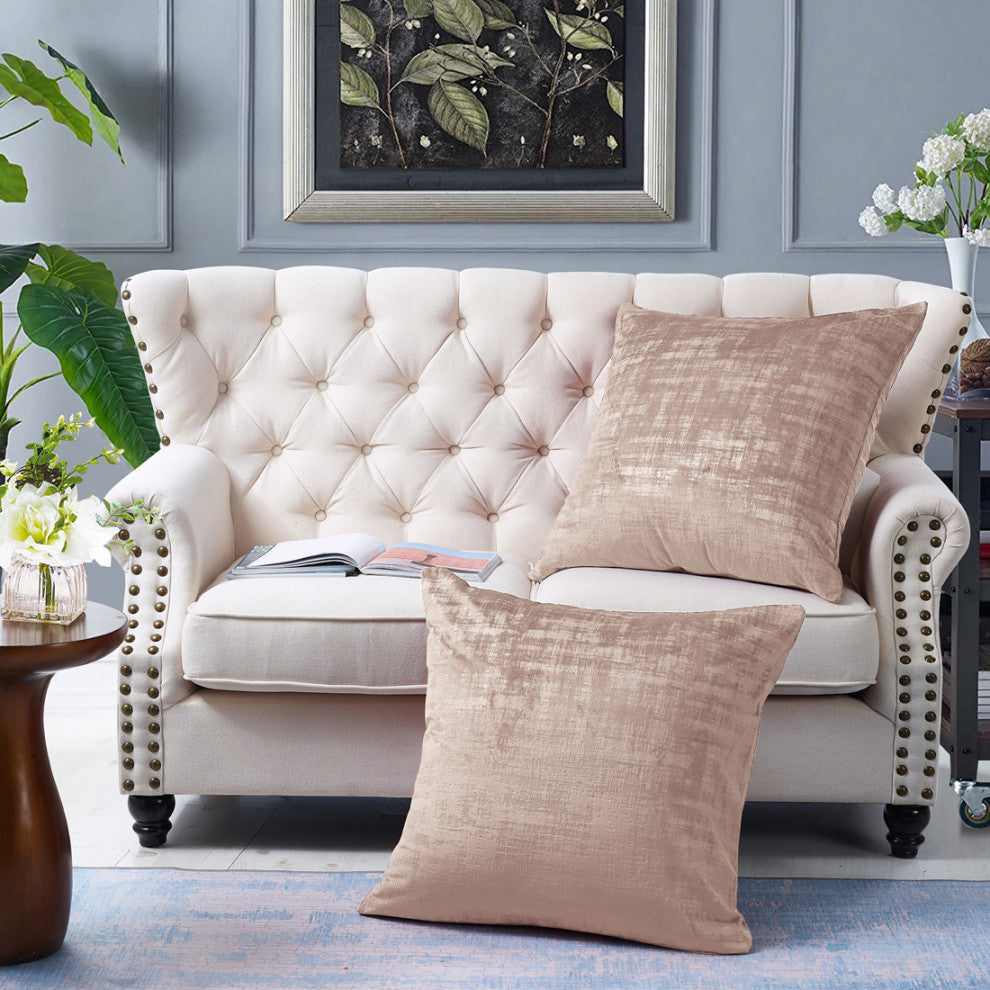 Velvet 2 Piece Euro Pillow Cover Set, Tapioca, 2 Piece, 26"x26"