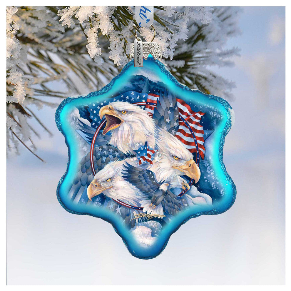 Allegiance Patriotic Eagles Glass Ornament