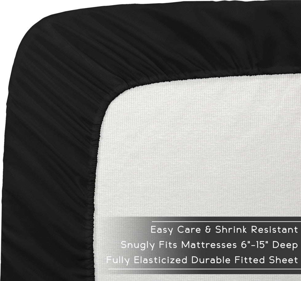 Comforter, Sheet, and Bed Skirt, Black, Black, Black, Full Xl