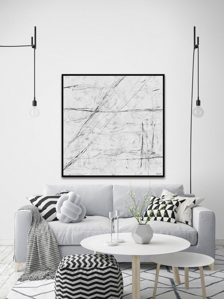 "Total Chaos" Floater Framed Painting Print on Canvas, 20x20