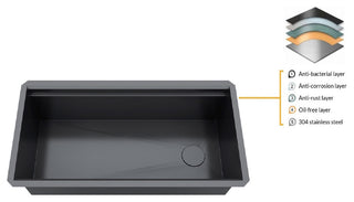 36in. Galaxy Black Undermount Single Bowl Stainless Steel Kitchen Sink Combo