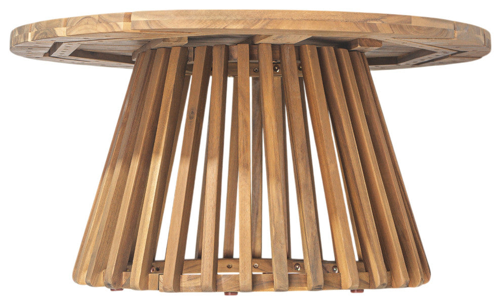GDF Studio Outdoor Acacia Wood Patio Coffee Table, Light Teak