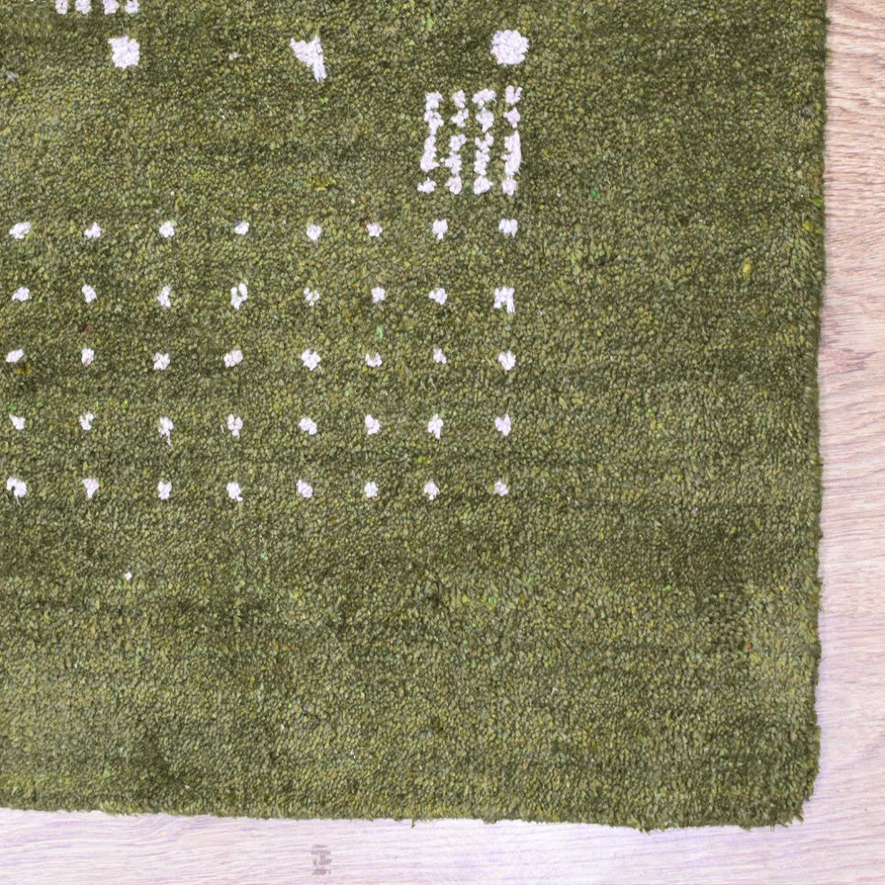 HAND KNOTTED LOOM SILK ECO-FRIENDLY AREA RUG -6'x9',Rectangle,Green,Contemporary
