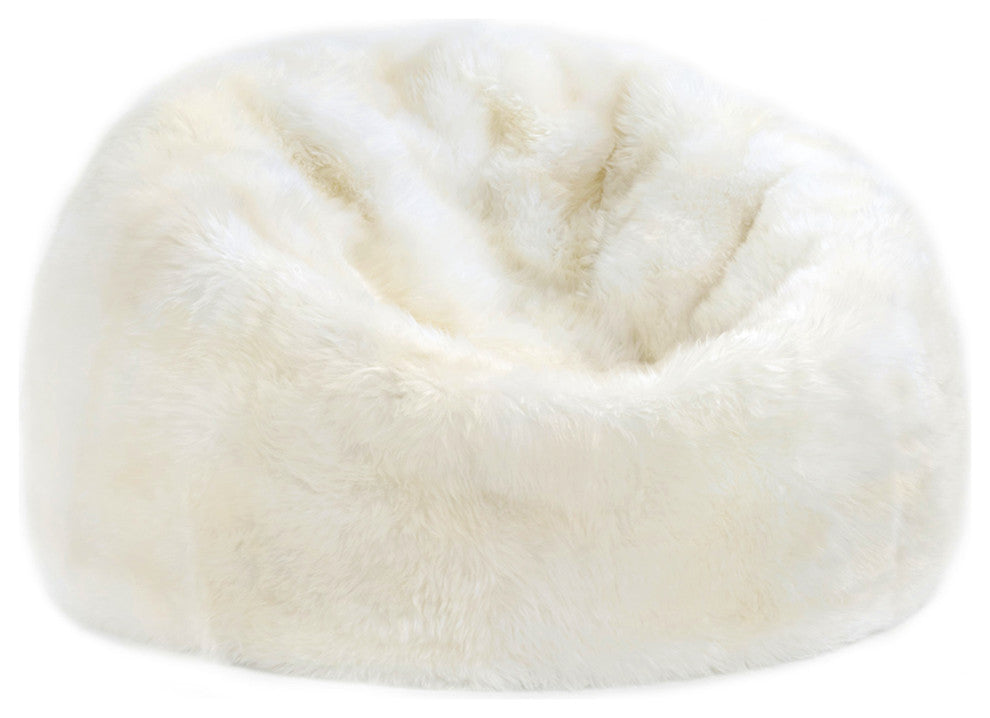 Sheepskin Longwool Lambskin Bean Bag, Ivory