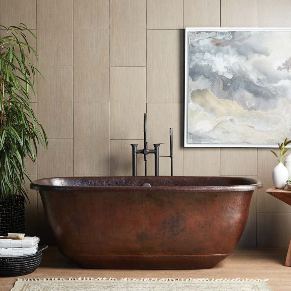Santorini Freestanding Copper Bathtub, Antique