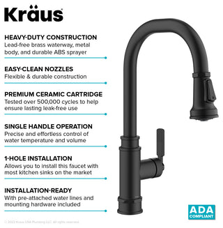 Sellette Pull-Down Kitchen Faucet, Matte Black, Model Kpf-4101mb