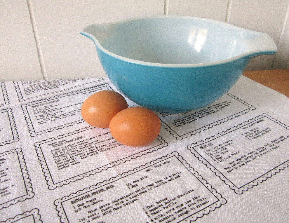 Organic Retro Recipe Dessert Tea Towel