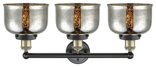 Edison Large Bell 3-Light 25" Vanity Light, Black Antique Brass, Mercury Shade