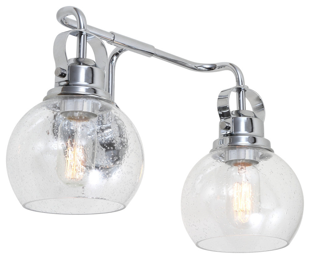 Shirley Metal, Bubbled Glass Vanity Light, Chrome, 2-Light