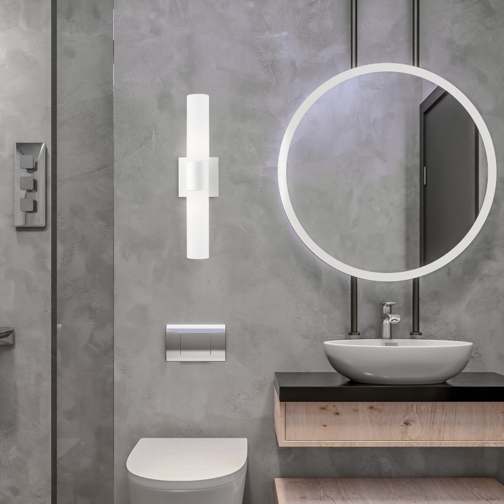 Aero 2 Light White With Brushed Nickel Accent ADA Vanity Sconce