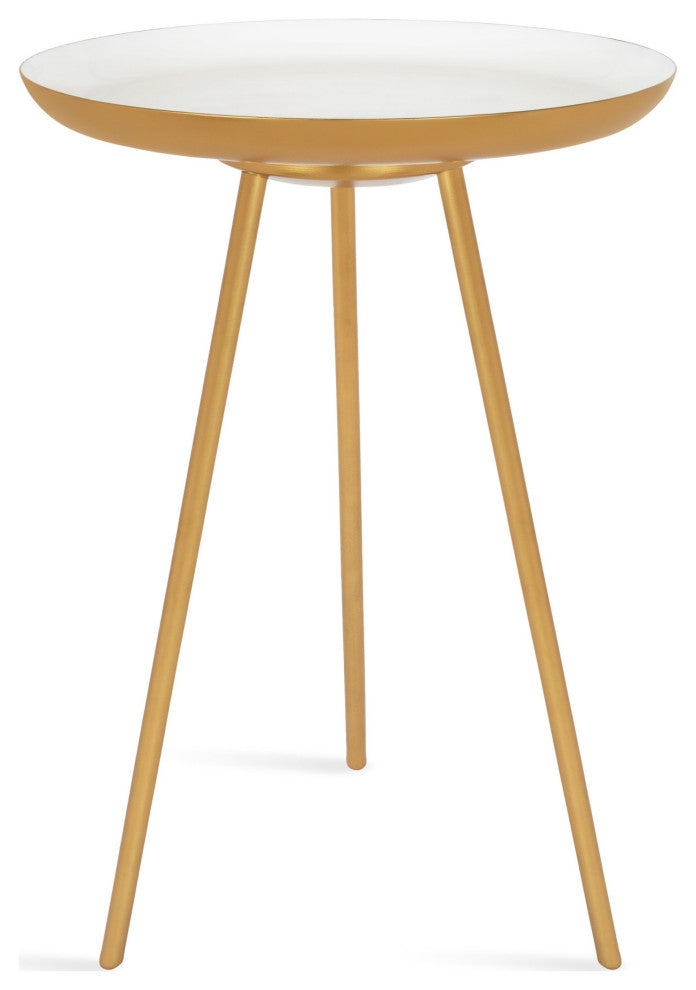 Laranya Round Metal Side Table, Gold