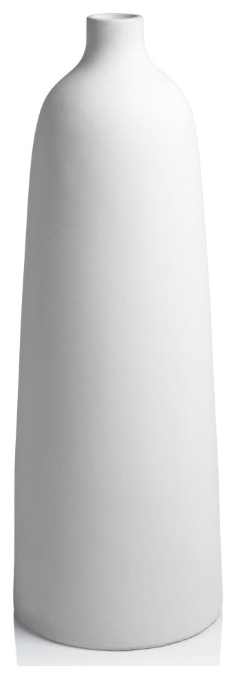 Biya 31.5' Tall All White Earthenware Vase